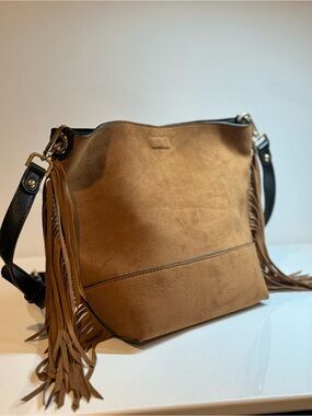New- Calvin Klein - Suede Fringe Crossbody Bag